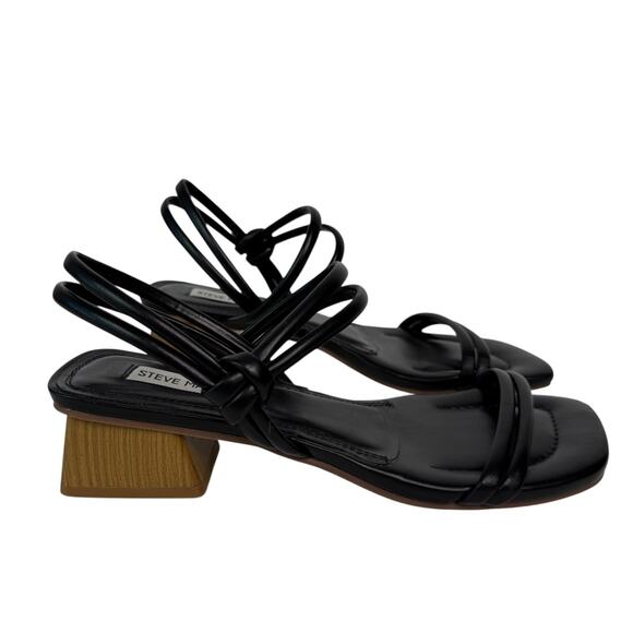 Steve Madden Ensure Hattie Slingback Sandal Sz 8 Black Square Toe Block Heel - Picture 11 of 16